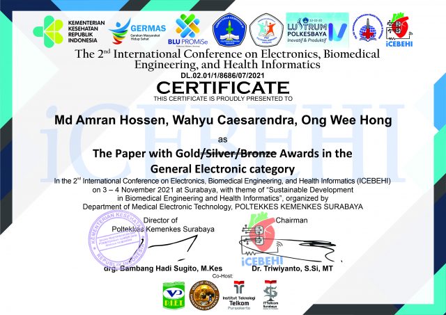 Amran's paper received Best Paper Award at ICEBEHI 2021
