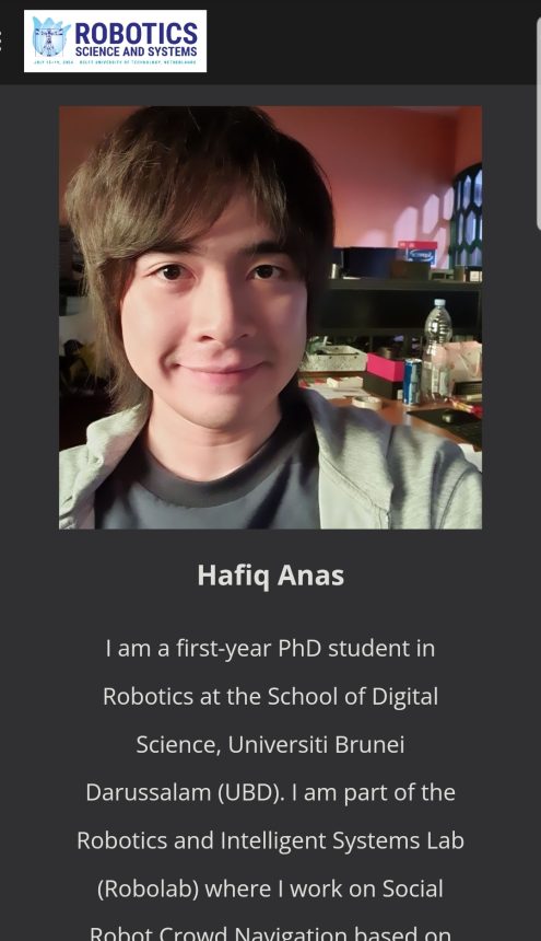 Hafiq will attend RSS 2024