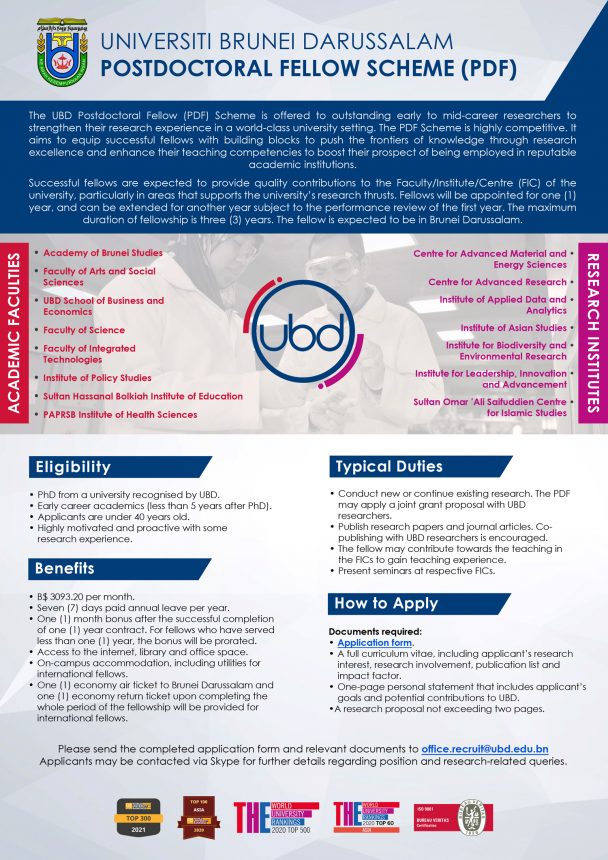Universiti Brunei Darussalam Postdoctoral Fellow Scheme